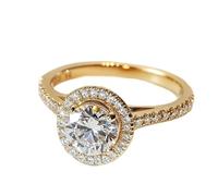 Aotiwe Anillos vintage, anillo de promesa para mí mismo, redondo con moissanita, oro blanco, regalos únicos para amigas y mujeres, T 1/2, Oro amarillo de 18 quilates, Moissanita