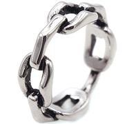 Aotiwe Anillos vintage únicos, anillo de boda para hombre, anillo de cadena de plata, anillo de acero inoxidable, conjunto de joyas para hombre, Z 1/2, Acero inoxidable, Sin piedra preciosa