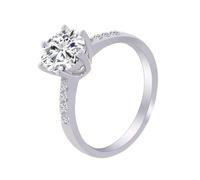 Aotiwe Bonitos anillos para mujer, anillo de matrimonio de 6 puntas redondas con moissanita de 2 quilates, oro blanco, joyería bohemia para mujer, H 1/2, Oro blanco de 18 quilates, Moissanita