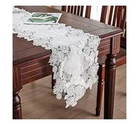 Aotiwe Camino de Mesa Simple Moderno, Tapetes para Mesa Rectangular Patrón de Encaje Blanco Poliéster 35x160CM