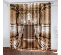 Aotiwe Cortinas marrones para dormitorio, sala de estar, arquitectura retro moderna, poliéster, 2 paneles, 203 x 213 cm