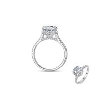 Aotiwe Cubic Zirconia Ring, Verlobungsring 925 Sterling Silber Krone Halo 4 Klauen mit Rundschliff Weiß Zirkonia Größe 52 (16.6)
