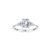 Aotiwe Damenring 925 Silber, Vintage Ring Silber 4 Krallen Rechteckform mit Weiß Zirkonia Größe 49 (15.6)