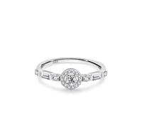 Aotiwe Damenring Silber, Fingerring Damen Set Edelstein In Kanal-Halo-Fassung mit Rundschliff Weiß Zirkonia 925 Silber Größe 52 (16.6)