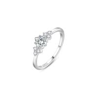 Aotiwe Eheringe 925, Verlobungsringe Damen Silber Edelstein In Blumenfassung mit Quadratschliff Weiß Zirkonia Größe 49 (15.6)