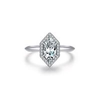 Aotiwe Engagement Ring Set, Freundschaftsringe Silber Sechseck-Heiligenschein mit Marquiseschliff Weiß Zirkonia 925 Silber Größe 54 (17.2)