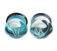 Aotiwe - Esparcidor de orejas de cristal, 2 piezas, falso esparcidor para hombre, color azul, 14mm, Vidrio, Sin gema