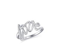 Aotiwe Fingerring Damen Silber 925, Ringe In Silber Love-Brief mit Zirkon Größe 49 (15.6) Geschenke Damen
