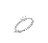 Aotiwe Freundschaftsringe Dünn, Verlobungsring Damen Fantasy Silber Ewigkeitsband-Krone mit Rundschliff Weiß Zirkonia 925 Silber Größe 52 (16.6)