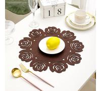 Aotiwe Juego de 4 manteles individuales modernos de mediados de siglo, manteles individuales rústicos de otoño de 15 x 15 pulgadas, color sólido, rosas huecas, fieltro de café