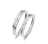 Aotiwe Juego de anillos de plata 925 para mujer, anillos de plata con purpurina, con circonitas, ajustable, regalo para padres, Einstellbar, Plata 925, Circonia cúbica