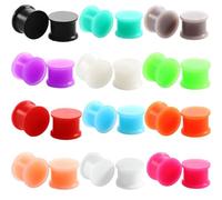 Aotiwe Kit de 12 pares de calibradores de silicona, túneles de silicona multicolor, forma redonda, piercing corporal, 3/4 inch, Silicona, Sin piedra preciosa