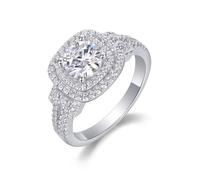 Aotiwe Kit de anillos de boda, anillo para mujer, anillo de amor con moissanita redonda de 1 quilate, plata, oro blanco/platino, J 1/2, Platino, Moissanita