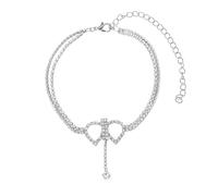 Aotiwe Lindas tobilleras, tobillera para mujer, cadena de tenis doble con colgante de circonita cúbica, regalo para mujer, 22.7+10CM, Cobre, Circonita cúbica