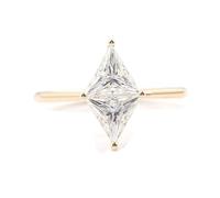 Aotiwe Pinky Anillo de la Amistad Fino Triangular, Geométrico con Moissanita, Regalo de Aniversario, Oro amarillo de 18 quilates, Moissanita