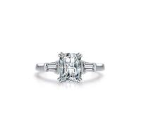 Aotiwe Pinky Ring, Ring Schmuck Silber Rechteckiger Zirkon Im Smaragdschliff 925 Silber Größe 49 (15.6)