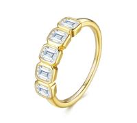 Aotiwe Promise Ring to Myself, anillos bohemios para mujer, anillo pulido con moissanita rectangular de 3 x 5 mm, oro amarillo de 1,25 quilates, L 1/2, Oro amarillo de 18 quilates, Moissanita