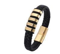 Aotiwe Pulsera de Cuero Señor Breit, Brazalete Hombres Ancho Trenzado Cordón Estilo Simple de Acero, 16.5CM, Cuero, Sin gemas