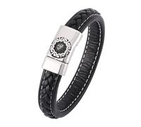 Aotiwe Pulsera de piel para hombre, pulseras para hombre, hebillas magnéticas, brazalete de acero, regalo para futuro papá, 16.5CM, Cuero, Sin gemas