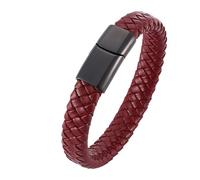 Aotiwe Pulsera de piel, pulsera para hombre, cordón trenzado con hebilla magnética, estilo sencillo de acero, 18.5CM, Cuero, Sin gemas
