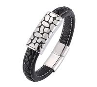 Aotiwe Pulsera fina para hombre, pulsera de piel XXL, sencilla pulsera de acero, regalo de futuro papá, 18.5CM, Cuero, Sin gemas