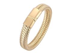 Aotiwe Pulsera para hombre al aire libre, amuletos de cuero trenzado con cordón en estilo sencillo de acero, 18.5CM, Cuero, Sin gemas