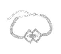 Aotiwe Pulsera tobillera, tobillera bohemia de 3 filas de cadena de tenis con circonita cúbica geométrica para mujer, 22+10CM, Cobre, Circonita cúbica