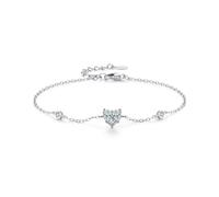 Aotiwe Pulseras para mujer a la moda, pulsera para mujer, diseño de corazón simple con diamante de laboratorio de gota de agua de 0,25 quilates, 16+5CM, Oro blanco de 9 quilates, Diamante de