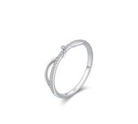 Aotiwe Ring 925 Silber, Silber Ringe Dünn Schmales Band mit Linie und Zirkonia Größe 49 (15.6)