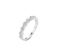 Aotiwe Ring 925 Silber, Verlobungsring Frau Silber Edelstein In Blätterfassung mit Weiß Zirkonia Größe 60 (19.1)