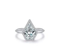 Aotiwe Ring Damen Verlobungsring, Engagement Ring Silber Tropfenförmiger Heiligenschein mit Weiß Zirkonia 925 Silber Größe 60 (19.1)