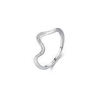 Aotiwe Ring Damen Verlobungsring, Silberne Ringe Unregelmäßige Wellen mit Rundschliff Weiß Zirkonia 925 Silber Größe 60 (19.1)