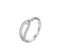 Aotiwe Ring Damen Vintage, Ringe Frauen 925 Silber Knoten Kanalband mit Rundschliff Weiß Zirkonia Größe 60 (19.1)