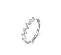 Aotiwe Ring Damen Zeigefinger, Damenring Zeigefinger Silber Welle mit Rundschliff Weiß Zirkonia 925 Silber Größe 52 (16.6)