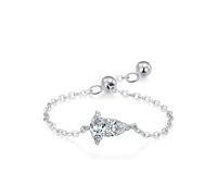 Aotiwe Ring Offen, Ringe Frauen Kleine Finger Silber Verstellbare Kette In Blätterform mit Ovalschliff Weiß Zirkonia 925 Silber