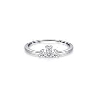 Aotiwe Ring Schlicht, Freundschaftsringe Silber Tropfenform, DREI Steine mit Weiß Zirkonia 925 Silber Größe 57 (18.1)