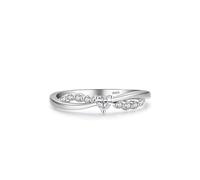 Aotiwe Ring Schlicht, Verlobungsring Damen 925 Silber Kreuz mit Herzform mit Weiß Zirkonia Größe 49 (15.6)