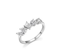 Aotiwe Ring Set Silber 925 Damen, Ring Silber Damen Geometrie 5 Stein mit Rundschliff Weiß Zirkonia Größe 49 (15.6)