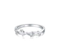 Aotiwe Ring Set Silber, Unisize Ring Edelstein In Zweigfassung mit Rundschliff Weiß Zirkonia 925 Silber Größe 52 (16.6)