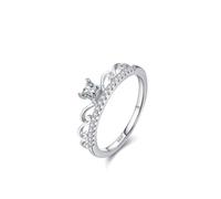 Aotiwe Ring Zeigefinger Damen, Silber Ringe Set Frauen Krone mit Zirkon 925 Silber Größe 49 (15.6)