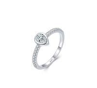 Aotiwe Ringe Damen 925, Verlobungsring Silber Memoirering mit Tropfen-Solitär Größe 52 (16.6)