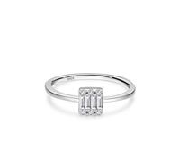 Aotiwe Ringe Damen Dünn, Ringe Frauen Kleine Finger Silber Rechteckige Collage Zirkon 925 Silber Größe 52 (16.6)