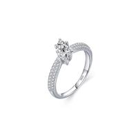 Aotiwe Ringe Damen Zeigefinger, Verlobungsring Frau Silber Doppelreihiger Zirkoniaring mit Solitär 925 Silber Größe 60 (19.1)