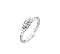 Aotiwe Ringe Frauen Kleine Finger, Ringe Damen Zeigefinger Silber Eleganter Dreistein mit Rundschliff Weiß Zirkonia 925 Silber Größe 52 (16.6)