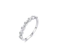 Aotiwe Ringe Frauen Kleine Finger, Silber Ringe 925 Frauen Set Silber Welle mit Zirkon Größe 54 (17.2)