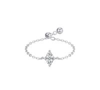 Aotiwe Silber Ring Damen 925, Ringe In Silber Einstellbare Offene Blattform mit Rundschliff Weiß Zirkonia Größe Verstellbar