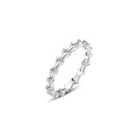 Aotiwe Silber Ringe Glitzer, Ring Hochzeit Trapezförmiger Bambus-Zirkonring 925 Silber Größe 60 (19.1)