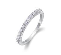 Aotiwe The Wedding Band - Anillo de compromiso para mujer, anillo fino de moissanita de 0,44 quilates, plata y oro blanco y platino, M 1/2, Oro blanco de 9 quilates, Moissanita