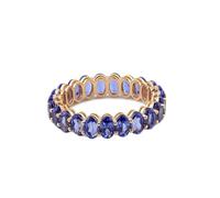 Aotiwe The Wedding Band, anillo de oro para mujer, con forma ovalada azul y morado, tanzanita, regalos únicos para amigas y mujeres, H 1/2, Oro de 9 quilates, Tanzanita
