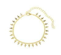 Aotiwe Tobillera para mujer, tobillera de cadena con colgante de cruz, juego de joyas para mujer, 22+10CM, Cobre, Sin piedra preciosa